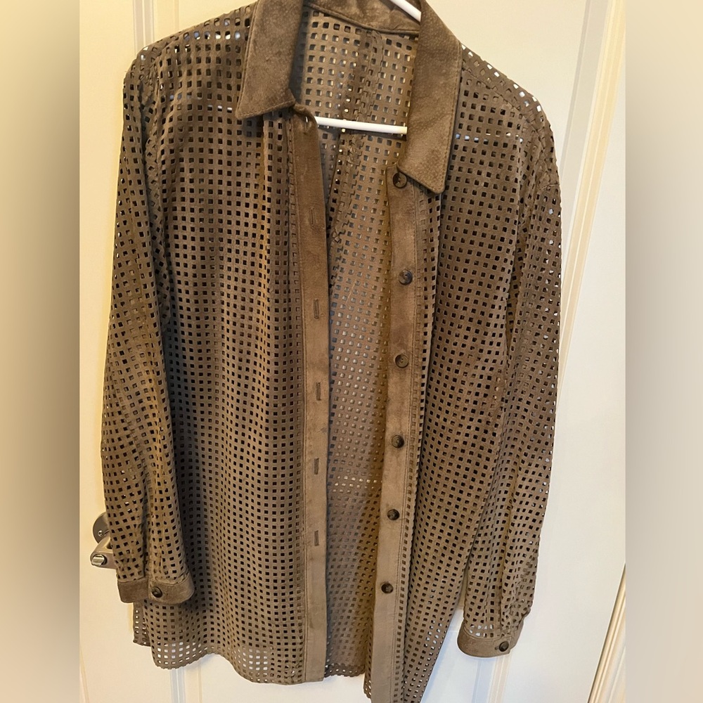Danier Leather lazer cut shacket shirt jacket S oversized